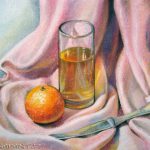 Mandarine und Glas, 24x32, Pastell