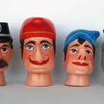 Kasperpuppen aus Holz, circa 1950-60. Nach.